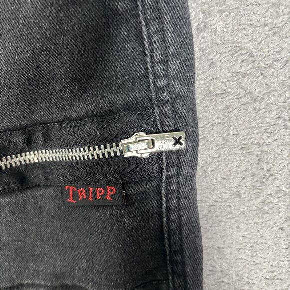 Tripp NYC Jeans Women’s Size 28x29 Black Skinny Low Rise Zip Punk Emo Goth - Picture 12 of 15